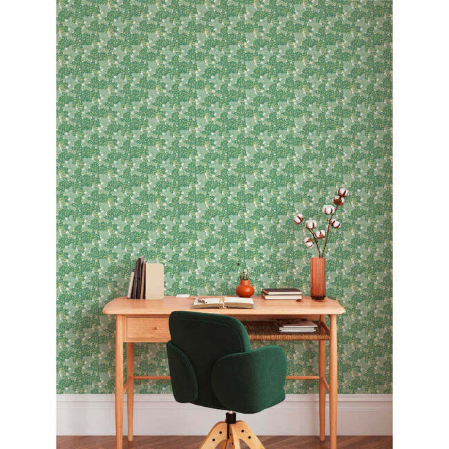 Anémones Non-Woven Wallpaper, Sea Green