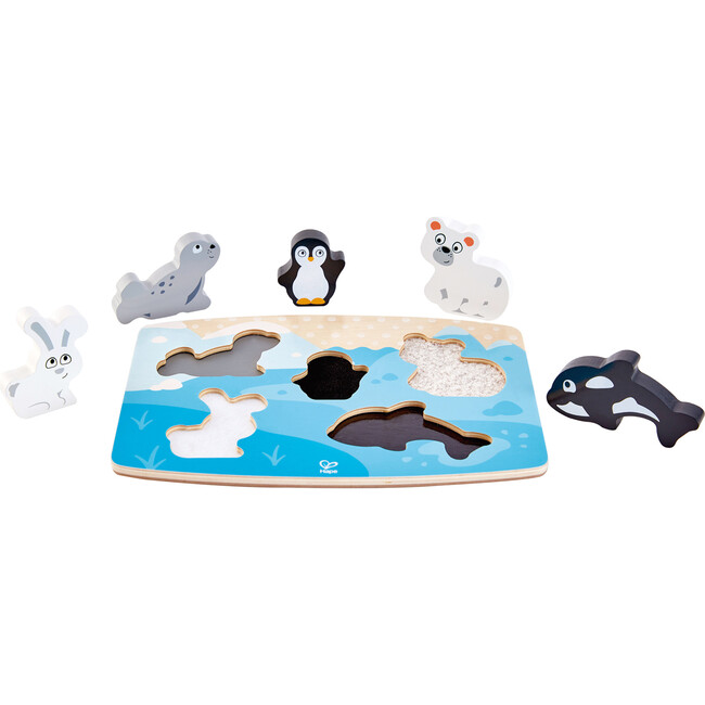 Hape: Polar Animal Tactile Puzzle - 6pc Wooden Sensory Toy