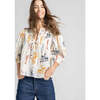 Women's Indira Pintuck V-Neck 3-Quarter Top, Antique White Cowgirls - Shirts - 1 - thumbnail