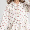 Women's Kalani Print Ruffle Neck Long Sleeve Tired Short Dress, Tiny Horses - Dresses - 2