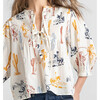Women's Indira Pintuck V-Neck 3-Quarter Top, Antique White Cowgirls - Shirts - 2