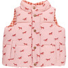 Kids River Reversible Puffer Vest, Tiny Horses & Gingham - Vests - 1 - thumbnail