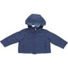 Kids Riley Quilted Hooded Reversible Jacket, Navy Tiny Roses - Coats - 1 - thumbnail