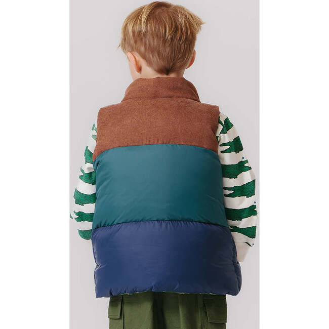 Kids River Reversible Puffer Vest, Green Camo & Color-Block - Vests - 4