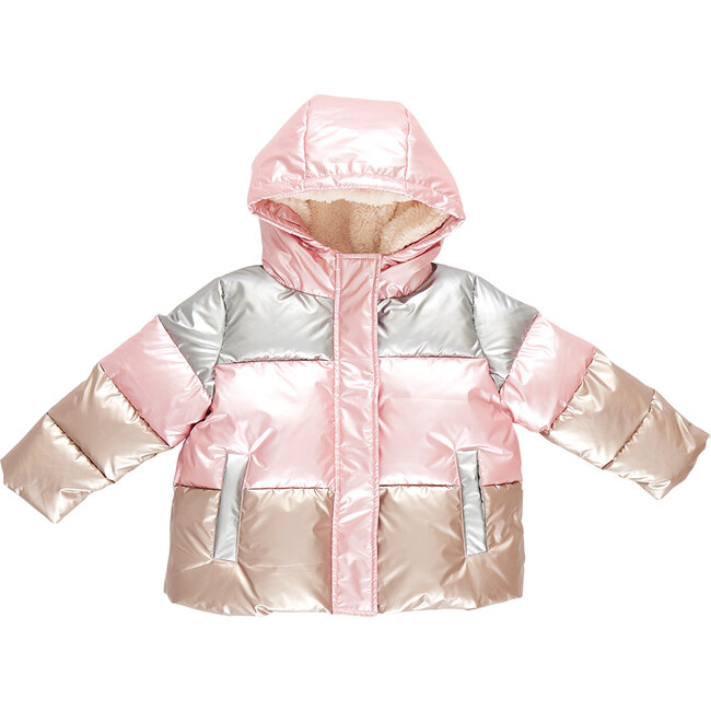 Kids Pete Color-Block Hooded Puffer Jacket, Metallic Multicolors