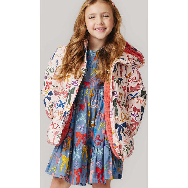 Kids Pete Hooded Puffer Jacket, Bows On Bows Pink - Coats - 5
