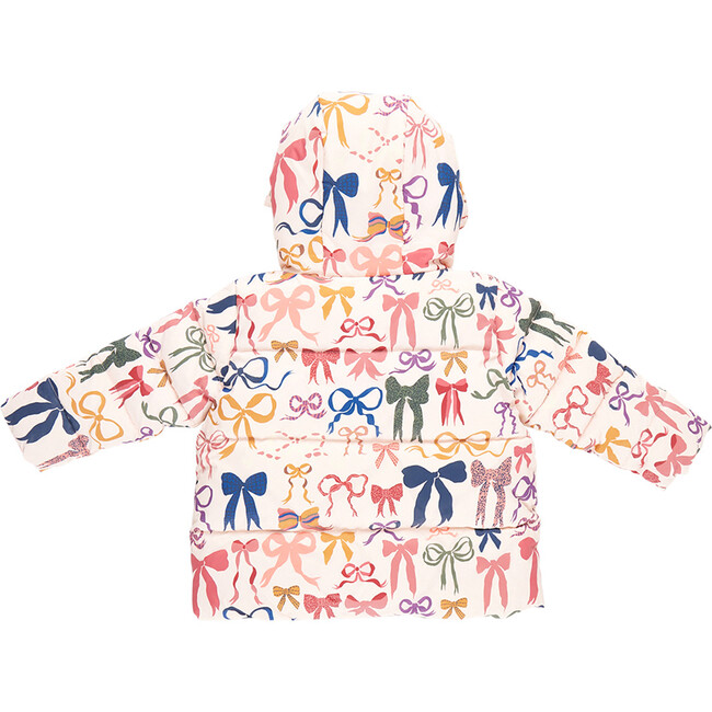 Kids Pete Hooded Puffer Jacket, Bows On Bows Pink - Coats - 7