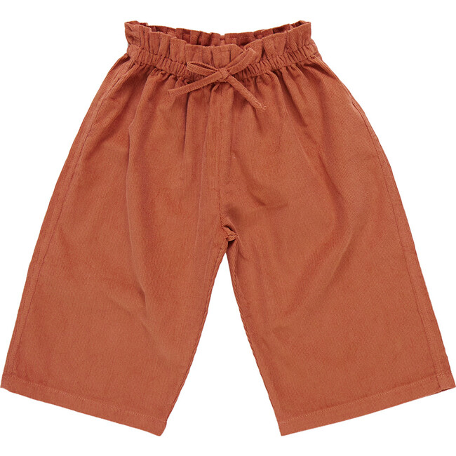 Girls Theodore Ruffle Tie Waist Wide Leg Ankle Pant, Rust