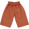 Girls Theodore Ruffle Tie Waist Wide Leg Ankle Pant, Rust - Pants - 1 - thumbnail