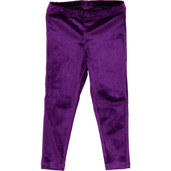 Girls Velour Elastic Waist Legging, Plum