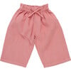 Girls Theodore Ruffle Tie Waist Wide Leg Ankle Pant, Dusty Pink - Pants - 1 - thumbnail