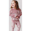 Girls Velour Elastic Waist Legging, Mauve - Leggings - 2