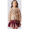 Girls Tari Floral Embroidery Tassel Buttoned Sweater, Brown - Sweaters - 2