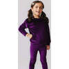 Girls Velour Crew Neck Boxy Fit Sweatshirt, Plum - Sweatshirts - 2