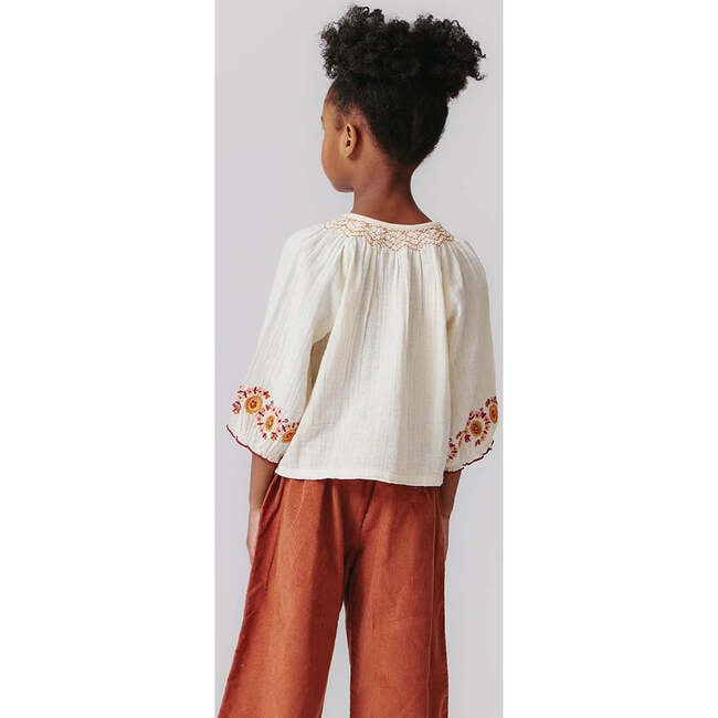 Girls Theodore Ruffle Tie Waist Wide Leg Ankle Pant, Rust - Pants - 5