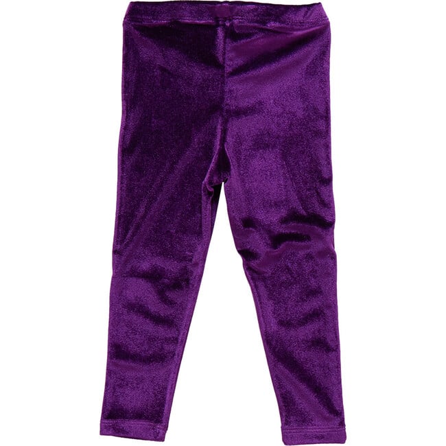 Girls Velour Elastic Waist Legging, Plum - Leggings - 5