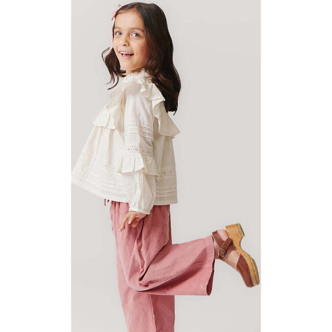 Girls Theodore Ruffle Tie Waist Wide Leg Ankle Pant, Dusty Pink - Pants - 4