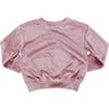 Girls Velour Crew Neck Boxy Fit Sweatshirt, Mauve - Sweatshirts - 6