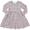 Girls Steph Organic Crew Neck Skinny Long Sleeve Dress, Stamp Flower - Dresses - 1 - thumbnail