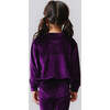 Girls Velour Crew Neck Boxy Fit Sweatshirt, Plum - Sweatshirts - 4