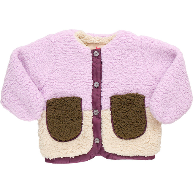 Girls Ruth Color-Block Sherpa Jacket, Lavender & Multicolors