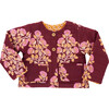 Girls Reversible Quilted Jacket, Burgundy Bouquet Floral - Jackets - 1 - thumbnail