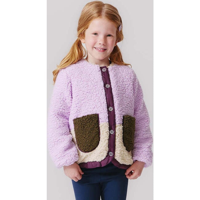 Girls Ruth Color-Block Sherpa Jacket, Lavender & Multicolors - Jackets - 2