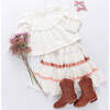 Girls Mira Ruffle Neck Long Sleeve Pintuck Lace Top, Antique White - Shirts - 6
