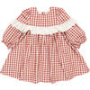 Girls Dixie Ruffle Eyelet Lace Long Puff Sleeve Dress, Pony Gingham - Dresses - 1 - thumbnail