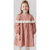 Girls Dixie Ruffle Eyelet Lace Long Puff Sleeve Dress, Pony Gingham - Dresses - 2