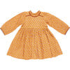 Girls Charlie Ruffle Neck Long Sleeve Dress, Inca Gold Tear Drop - Dresses - 1 - thumbnail