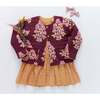 Girls Reversible Quilted Jacket, Burgundy Bouquet Floral - Jackets - 6