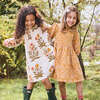 Girls Jaipur Pintuck Ruffle Neck Long Sleeve Dress, Harvest Poppy - Dresses - 4