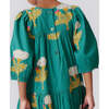 Girls Fiona Sequin Check Long Puff Sleeve Tired Dress, Emerald Marigold - Dresses - 4