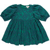 Girls Brooke Gathered Puff Sleeve Twirl Dress, Evergreen Blooming Embroidery - Dresses - 1 - thumbnail