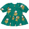 Girls Fiona Sequin Check Long Puff Sleeve Tired Dress, Emerald Marigold - Dresses - 7