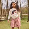 Girls Cable Constance Gathered Puff Shoulder Buttoned Sweater, Wild Horse - Sweaters - 2