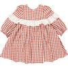 Girls Dixie Ruffle Eyelet Lace Long Puff Sleeve Dress, Pony Gingham - Dresses - 7