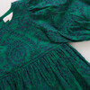 Girls Brooke Gathered Puff Sleeve Twirl Dress, Evergreen Blooming Embroidery - Dresses - 3