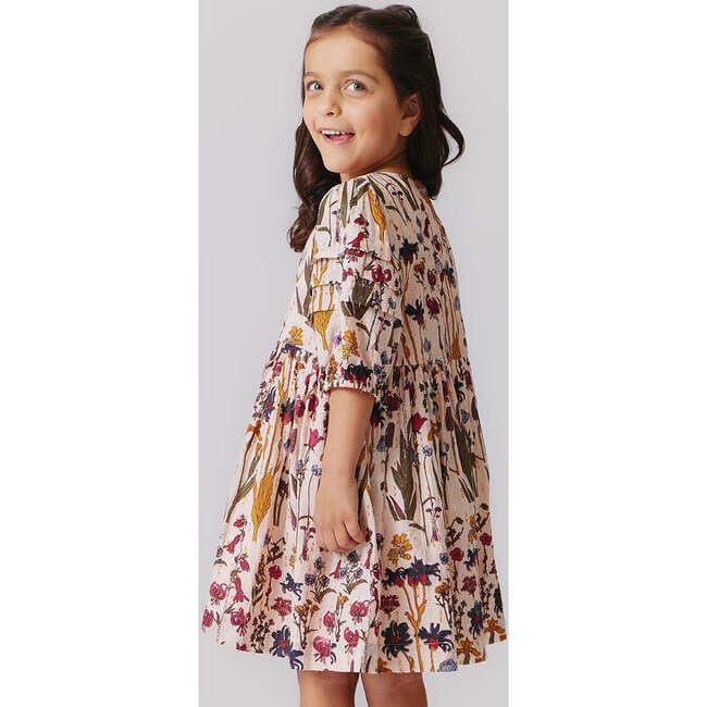 Girls Brooke Gathered Puff Sleeve Twirl Dress, Autumn Flowers - Dresses - 5