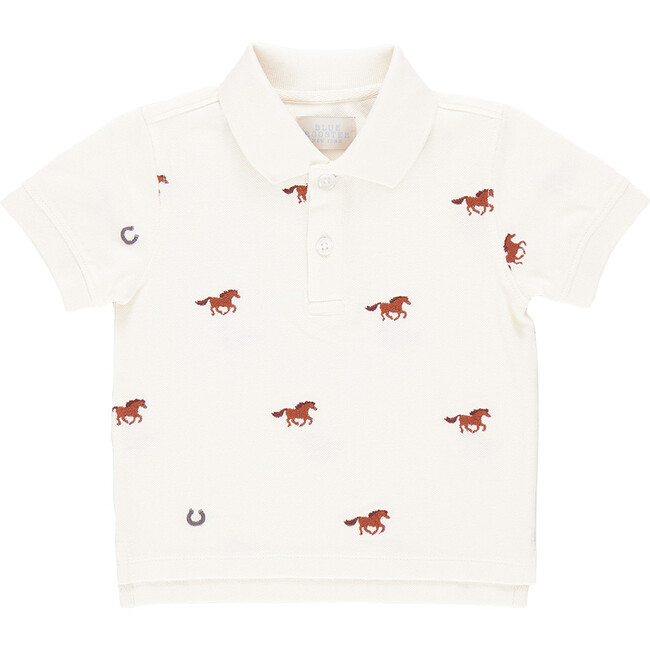 Boys Alec Short Sleeve Polo Shirt, Lucky Horses Embroidery