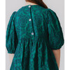 Girls Brooke Gathered Puff Sleeve Twirl Dress, Evergreen Blooming Embroidery - Dresses - 5