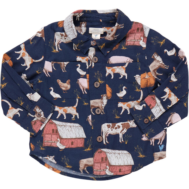 Boys Jack Classic Long Sleeve 2-Pocket Shirt, On The Farm