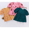 Girls Brooke Gathered Puff Sleeve Twirl Dress, Evergreen Blooming Embroidery - Dresses - 6