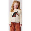 Girls Cable Constance Gathered Puff Shoulder Buttoned Sweater, Wild Horse - Sweaters - 5