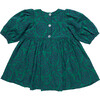 Girls Brooke Gathered Puff Sleeve Twirl Dress, Evergreen Blooming Embroidery - Dresses - 7