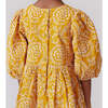 Girls Brooke Gathered Puff Sleeve Twirl Dress, Inca Gold Blooming Embroidery - Dresses - 5