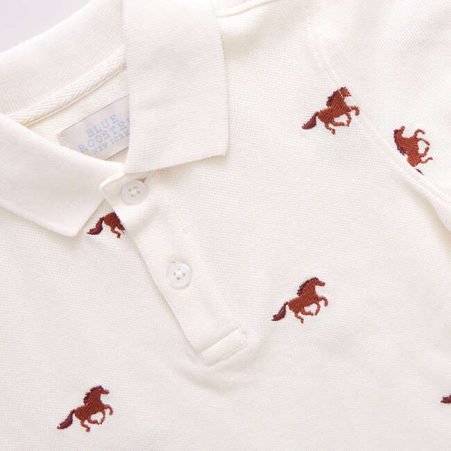 Boys Alec Short Sleeve Polo Shirt, Lucky Horses Embroidery - Shirts - 3