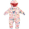 Baby Sherpa Lined Water-Resistant Hooded Puffer Snowsuit, Bows On Bows Pink - Snowsuits - 1 - thumbnail