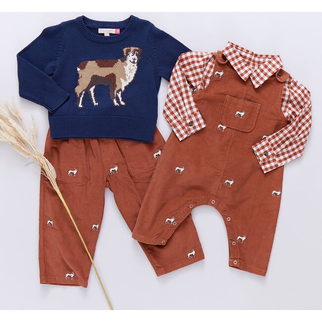 Boys Jackson Dog Embroidery Corduroy Pull-On Pant, Light Rust - Pants - 5